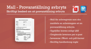 Mall för provanställning om besked att provanställning avbryts